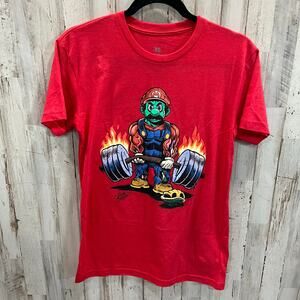 Superfresh Mario Deadlift Graphic Gym Tshirt Red Mens XS Limited Edition